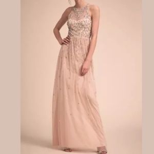 Anthropologie BHLDN Nude Embellished Jinny Dress Size 2
